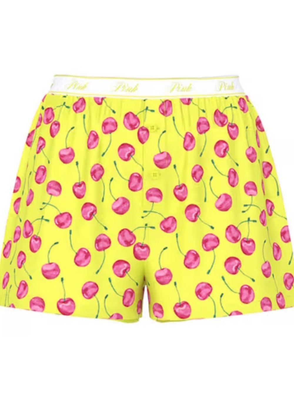 Victoria's Secret PINK Silky Sleep Boxy Pajama Shorts in the "Tipsy Lime Cherrie